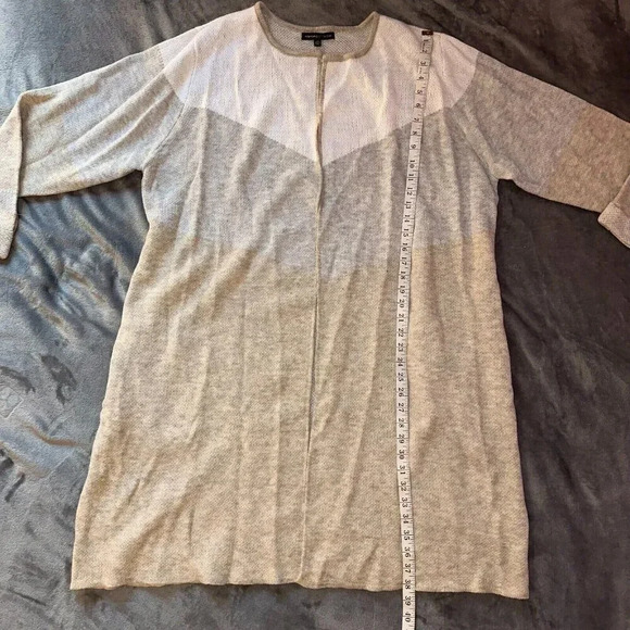 NWT Adrienne Vittadini Open Cardigan Color Block Grey White Cream Pockets Sz 3X - Picture 5 of 6